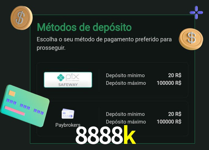 O cassino 8888k oferece uma grande variedade de métodos de pagamento